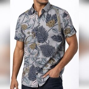 Ted Baker Men's Bold Print Short Sleeve Button up Shirt Size 6 New w/tags